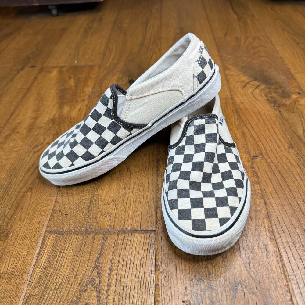 VANS Checkerboard Classic Slip-On Canvas Shoes Black/Cream Women’s US 6.5 - Picture 3 of 6